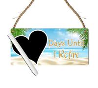 Days Until I Retire Countdown Plaque - Decorative Hanging Sign with Multiple Retirement-Themed Designs | Countdown Chalkboard Sign, (Beach, With Pen, Large: 29 cm (H) × 13.5 cm (W))