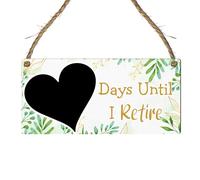 Days Until I Retire Countdown Plaque - Decorative Hanging Sign with Multiple Retirement-Themed Designs | Retirement Countdown Chalkboard Sign, Gift for Retirees, (Green Leaves, Without Pen)