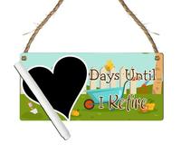 Days Until I Retire Countdown Plaque - Decorative Hanging Sign with Multiple Retirement-Themed Designs | Countdown Chalkboard Sign, (Garden, With Pen, Large: 29 cm (H) × 13.5 cm (W))