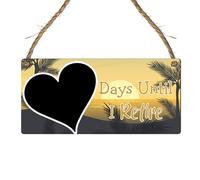 Days Until I Retire Countdown Plaque - Decorative Hanging Sign with Multiple Retirement-Themed Designs | Retirement Countdown Chalkboard Sign, Gift for Retirees, (Sunset, Without Pen)