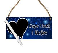 Days Until I Retire Countdown Plaque - Decorative Hanging Sign with Multiple Retirement-Themed Designs | Countdown Chalkboard Sign, (Blue Fireworks, With Pen, Large: 29 cm (H) × 13.5 cm (W))