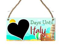 Days Until Italy" Countdown Plaque - Italian Vacation Countdown MDF Chalkboard Sign, 19cm x 9cm, Italian Travel-Themed Decor with Rustic Jute Hanging Twine (Without Pen)