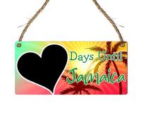 Days Until Jamaica Countdown Plaque - Tropical Holiday Countdown Sign - Jamaican Travel Countdown with Chalkboard - Caribbean Beach Vacation Countdown (Green, Yellow, Red Sunshine, Without Pen)