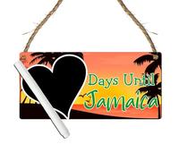 Days Until Jamaica Countdown Plaque - Tropical Holiday Countdown Sign - Jamaican Travel Countdown with Chalkboard - Caribbean Beach Vacation Countdown (Orange Sunset, With Pen)