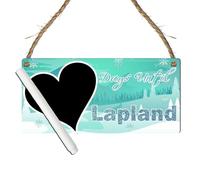 Days Until Lapland Countdown Plaque - Northern Lights & Winter Wonderland Chalkboard Sign for Christmas Holiday Countdown (Mint, with Pen, Large: 29 cm (H) × 13.5 cm (W))