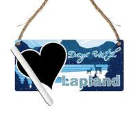 Days Until Lapland Countdown Plaque - Northern Lights & Winter Wonderland Chalkboard Sign for Christmas Holiday Countdown (Blue, with Pen, Large: 29 cm (H) × 13.5 cm (W))