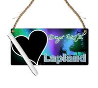 Days Until Lapland Countdown Plaque - Northern Lights & Winter Wonderland Chalkboard Sign for Christmas Holiday Countdown (Black, with Pen, Large: 29 cm (H) × 13.5 cm (W))