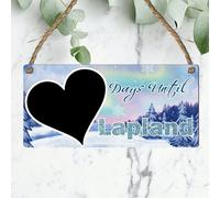 Days Until Lapland Countdown Plaque - Northern Lights & Winter Wonderland Chalkboard Sign for Christmas Holiday Countdown (Pastel, with Pen, Large: 29 cm (H) × 13.5 cm (W))