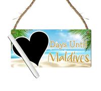 Days Until Maldives Countdown Plaque - Holiday Countdown Sign - Travel Decor for Maldives Lovers - Counting Down Holiday in the Maldives (Sun Sparkles, With Pen, Small: 19 cm (H) × 9 cm (W))