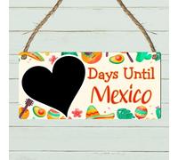 Days Until Mexico Countdown Plaque - Custom Holiday Countdown Sign with Colourful Mexican Fiesta Theme - Holiday Decor - 19cm x 9cm (Fruit Themed, Without Pen)