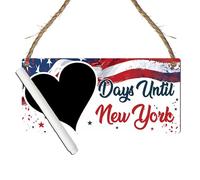 Days Until New York Countdown Chalkboard Plaque - Exciting Travel Countdown Sign with American Flag Design - Count Down NYC Adventure (Flag, with Pen, Large: 29 cm (H) × 13.5 cm (W))