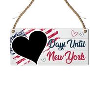 Days Until New York Countdown Chalkboard Plaque - Exciting Travel Countdown Sign with American Flag Design - Perfect for Counting Down to Your NYC Adventure (White & Flag, Without Pen)