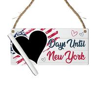 Days Until New York Countdown Chalkboard Plaque - Exciting Travel Countdown Sign with American Flag Design - Count Down NYC Adventure (White & Flag, with Pen, Large: 29 cm (H) × 13.5 cm (W))