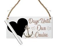 Days Until Our Cruise Countdown Sign - Fun & Stylish MDF Wooden Plaque with Heart Chalkboard for Holiday Vacation Countdown (White, with Pen, Large: 29 cm (H) × 13.5 cm (W))
