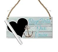 Days Until Our Cruise Countdown Sign - Fun & Stylish MDF Wooden Plaque with Heart Chalkboard for Holiday Vacation Countdown (Mint, with Pen, Large: 29 cm (H) × 13.5 cm (W))