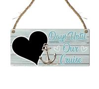 Days Until Our Cruise Countdown Sign - Fun & Stylish MDF Wooden Plaque with Heart Chalkboard for Holiday Vacation Countdown - Ready to Hang with Rustic Rope (Mint, Without Pen)