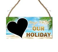 "Days Until Our Holiday" Countdown Plaque - Customised Vacation Chalkboard Sign in MDF Wood - Beach and Sunset Themed Holiday Countdown for Family or Couples (Beach, Sea, Without Pen)