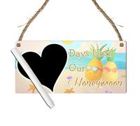 Days Until Our Honeymoon Countdown Plaque | Romantic Honeymoon Countdown Sign | Unique Engagement Gift, Wedding Present, Bridal Shower Keepsake. (Cute Pineapples, With Pen)