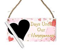 Days Until Our Honeymoon Countdown Plaque | Romantic Honeymoon Countdown Sign | Unique Engagement Gift, Wedding Present. (Red Hearts, With Pen, XL: 38.5 cm (W) × 18.5 cm (H))