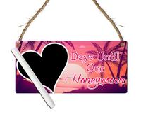 Days Until Our Honeymoon Countdown Plaque | Romantic Honeymoon Countdown Sign | Unique Engagement Gift, Wedding Present. (Pink Sunset, With Pen, XXL: 56 cm (W) × 27 cm (H))