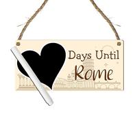 Days Until Rome Travel Countdown Plaque with Chalkboard Heart - Personalised Holiday Countdown Sign, Italian Décor for Upcoming Trip, (Large: 29 cm (H) × 13.5 cm (W))