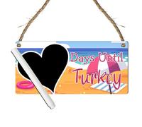 Days Until Turkey Holiday Countdown Plaque - MDF Wooden Hanging Sign with Heart Chalkboard, Perfect for Turkey Vacation Countdown, (Pink, With Pen, Large: 29 cm (H) × 13.5 cm (W))