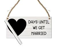 Days Until We Get Married Countdown Plaque - Wedding Countdown Sign with Chalkboard Heart - Fun Engagement Gift for Couples Ideal Home Decor (Large: 29 cm (H) × 13.5 cm (W))