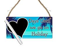 Days Until We Go on Holiday" Countdown Plaque | Beach-Themed Chalkboard Sign for Tracking Holidays & Vacations | Fun Gift for Travel Enthusiasts, (Blue, WITH PEN, Large: 29 cm (H) × 13.5 cm (W))