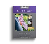 DaySpring - Care & Concern - A Heart and a Smile - King James Version - 4 Design Assortment with Scripture - 12 Boxed Sympathy Cards & Envelopes (J7446)