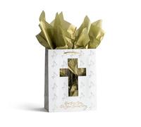 Dayspring Gift Bag, Paper, Gold, 1 Count (Pack of 1)