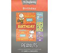 DaySpring - Peanuts - Happy Birthday - 4 Design Assortment with Scripture - 12 Boxed Cards & Envelopes (J0381)
