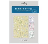 Dayspring - Thinking of You Floral Cards - 4 Design Assortment with Scripture - 12 Boxed Cards & Envelopes (J7450),Multi