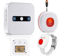 DAYTECH Portable Wireless Personal Alarms for Elderly Panic Alarm with Battery Power,Call Button & Caregiver Pager with IP55 Waterproof Button,1 Portable Receiver 1 Button 1Wrist