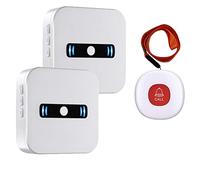 DAYTECH Portable Wireless Personal Alarms for Elderly Panic Alarm with Battery Power,Call Button & Caregiver Pager with IP55 Waterproof Button,2 Portable Receivers 1 Button