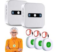 DAYTECH Portable Wireless Personal Alarms for Elderly Panic Alarm with Battery Power,Call Button & Caregiver Pager with IP55 Waterproof Button,2 Portable Receivers 3 Buttons