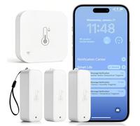 Daytech Smart WiFi Indoor Outdoor Hygrometer Thermometer, Wireless Temperature Monitor Humidity Sensor with Notification Alert 3 Sensors 1 WiFi Gateway Type-C Power