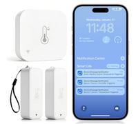 Daytech Smart WiFi Indoor Outdoor Hygrometer Thermometer, Wireless Temperature Monitor Humidity Sensor with Notification Alert 2 Sensors 1 WiFi Gateway Type-C Power