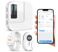 DAYTECH Smart Wrist Personal Alarm for Elderly, Wireless Panic Button Linked To Phone, Call Button for Elderly, 1* Wrist Button, 1*Call Button, 1*WIFI Receiver Supports Tuya 2.4GHz Wi-Fi