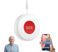 Daytech Tuya WiFi Rechargeable SOS Call Button Personal Alarms For Elderly Panic Button Alert/Alarm Bell For Elderly/Patient,Linked to Phone No Distance Limit,Supports 2.4GHz Wi-Fi,NO FEES