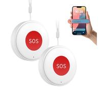 Daytech Tuya WiFi Rechargeable SOS Call Button Personal Alarms For Elderly Panic Button Alert/Alarm Bell For Elderly,Linked to Phone No Distance Limit,Supports 2.4GHz Wi-Fi,NO FEES,2 Buttons