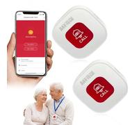 DAYTECH Tuya WiFi Smart Rechargeable Call Button Alarm, Wireless Fall Alarm for Elderly,Personal Alarms for Elderly Disabled Handicapped, Emergency Call Button, Supports 2.4GHz Wi-Fi, NO FEES 2 PACKS
