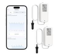 Daytech Wifi Fridge Thermometer,Tuya Digital Temperature with APP Alert,Temp & Humidity Records and Free Data Export with 1M Length Probe for Refrigerator, Fish Tank, Aquarium,White 2 Pack
