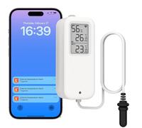 Daytech Wifi Fridge Thermometer,Tuya Digital Temperature with APP Alert,Temp & Humidity Records and Free Data Export with 1M Length Probe for Refrigerator, Fish Tank, Aquarium,White