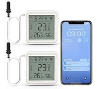 DAYTECH WiFi Thermometer Hygrometer Smart Freezer Alarm 2PC | Room Temperature and Hygrometer Monitor, App Alerts and Clear Digital Display, for Home/Restaurant/Office, No Hub Required