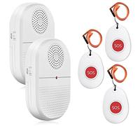 Daytech Wireless Caregiver Pager Patient Alarm Nurse Alert Call Button System for Home Elderly Vibration Pager (3 Butotns 2 Receivers)