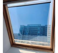 Daytime Privacy PET Film Roller Shade for Office/Balcony One Way Mirror Tint Window Blind & Screen Clear View Sun Filtering, Thermal Insulated No-drill Glass Doors & Windows(Blue,W 140xH 150cm)