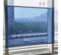 Daytime Privacy Window Tint Film Roller Shade, One-Way See Through Mirrored Roller Blinds, No Drill Thermal Insulated Mirror Sunshade for Patio Indoor Doors Cordless(Blue,W80xH200cm)