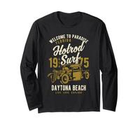 Daytona Beach Florida Retro Hotrod Surf Distressed Design Long Sleeve T-Shirt