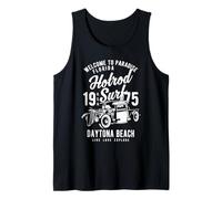 Daytona Beach Florida Retro Hotrod Surf Distressed Design Tank Top
