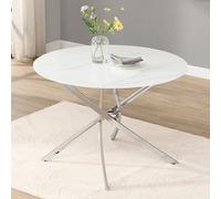 daytona diva marble effect round dining table with chrome legs